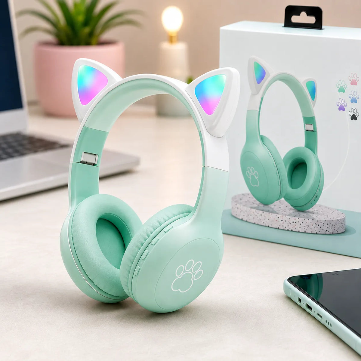 Diadema de Gato SN-38M con Bluetooth y luces LED RGB