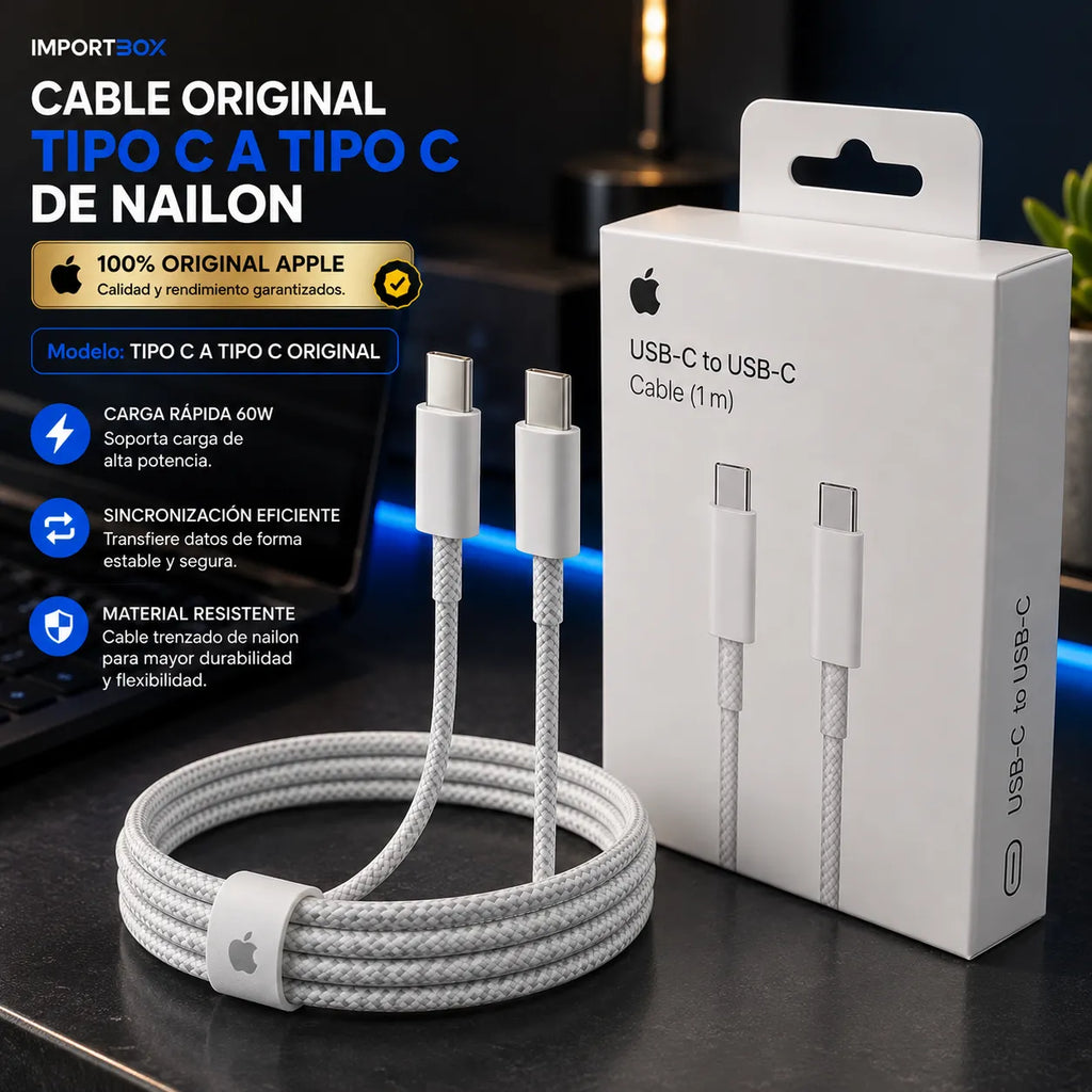 Cable Apple Original USB-C a USB-C de 1 m y hasta 60 W