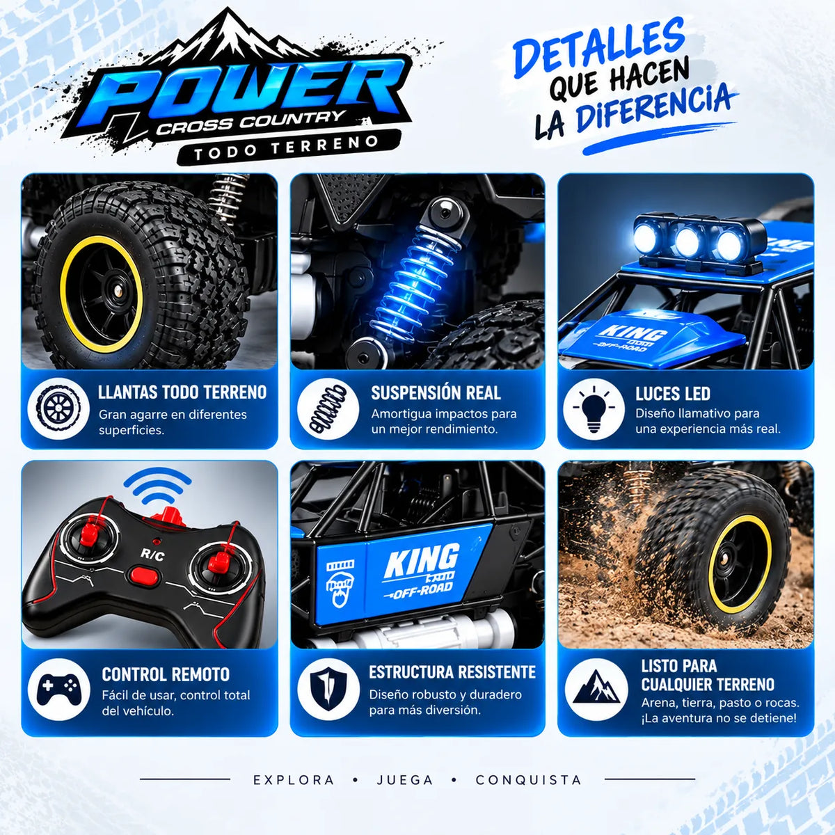 Carro Todo Terreno a Control Remoto Power Cross Country