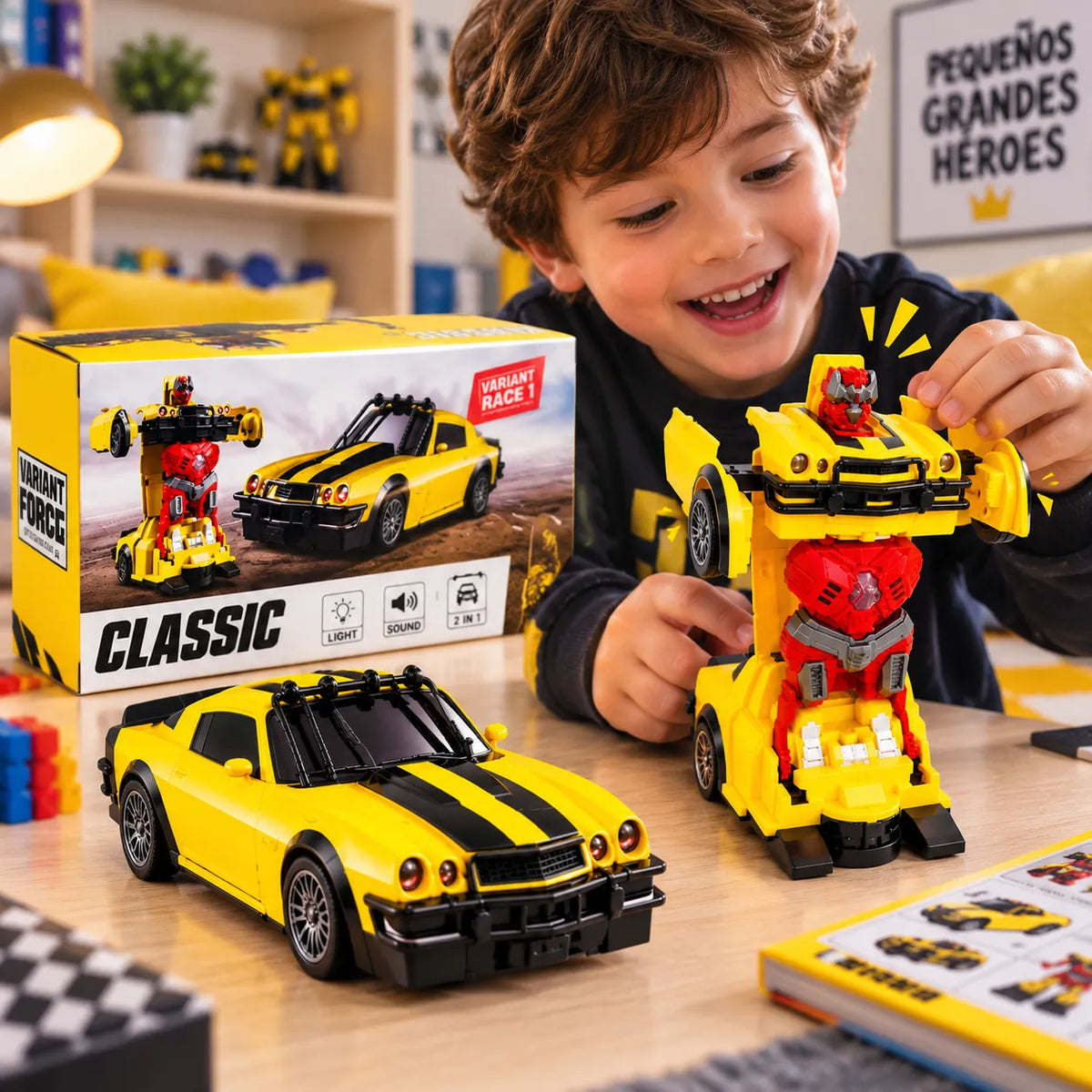 Carro Robot Transformable 2 en 1 – Amarillo