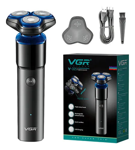 Afeitadora VGR V-325 Recargable | 3 Cabezales Flotantes 360°