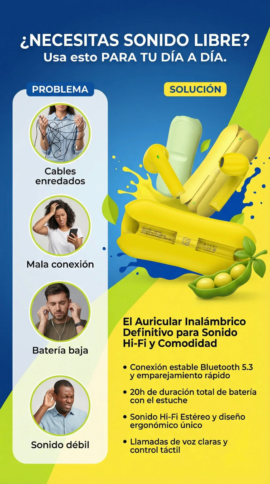 Audífonos Inalámbricos | Yookie Pea Pod